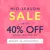Promotional banner up to 40% off selected styles, book a consultation