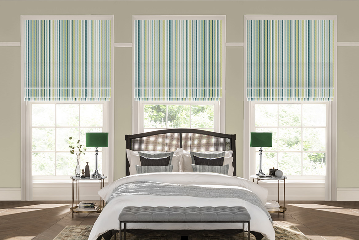 TS 2023 ROMAN BLINDS ROOMSET SEASTRIPE SPRUCE