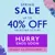 Promotional banner up to 40% off selected styles, book a consultation