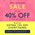Promotional banner up to 40% off selected styles, book a consultation