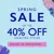 Promotional banner up to 40% off selected styles, book a consultation