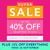 Promotional banner up to 40% off selected styles, book a consultation