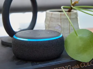 close up of alexa with lit up ring