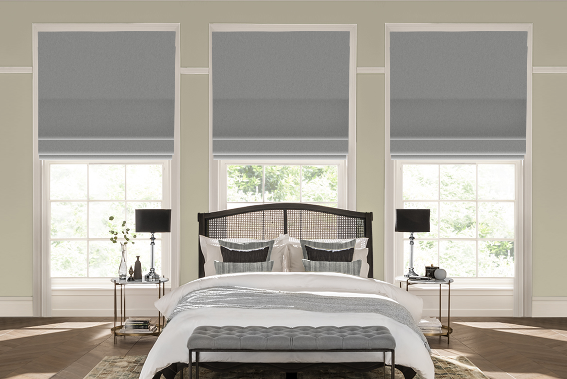 TS 2023 ROMAN BLINDS ROOMSET QUINCE BOUCLE SILVER