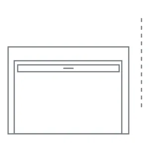 An illustration of a garage door with a measurement line along the height of the door.